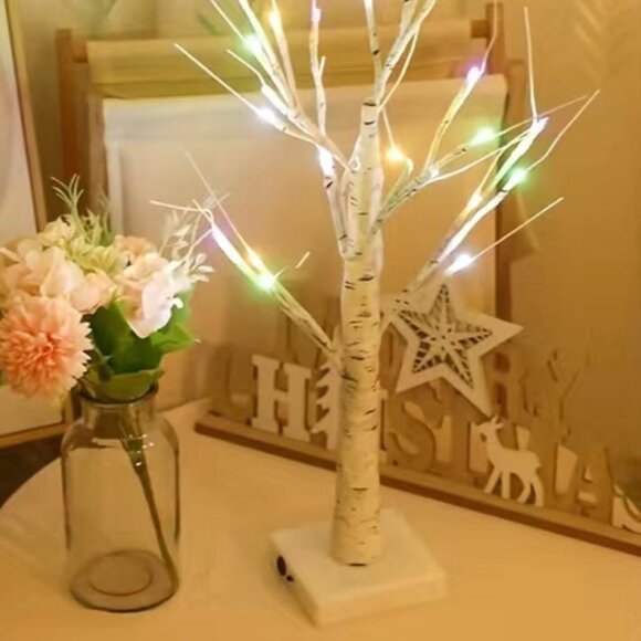 23"T USB Plug-in Battery Holiday LED Multicolor Lighted Poseable Birch Tree New - Picture 2 of 7